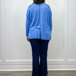 Exposed Seam Brushed Tee - Ocean Blue Tops Zenana