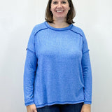 Exposed Seam Brushed Tee - Ocean Blue Tops Zenana
