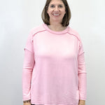 Exposed Seam Brushed Tee - Pink Tops Zenana