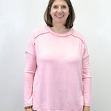 Exposed Seam Brushed Tee - Pink Tops Zenana