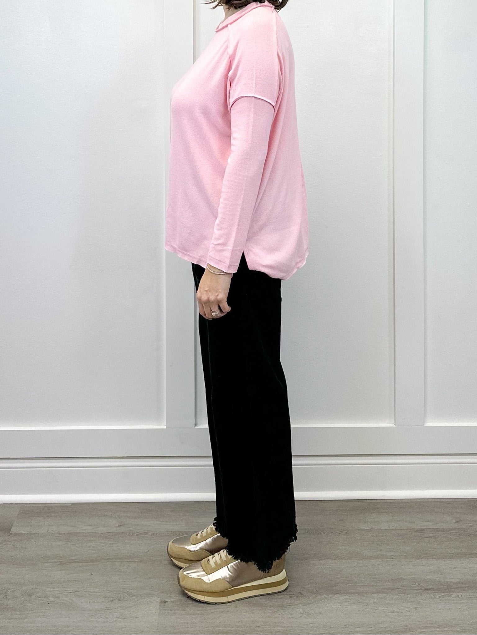 Exposed Seam Brushed Tee - Pink Tops Zenana