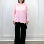 Exposed Seam Brushed Tee - Pink Tops Zenana