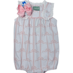 Eyelet Bubble - Pink Bow Girls Bubbles + Rompers Sage & Lilly