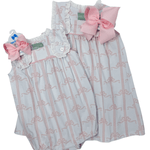 Eyelet Bubble - Pink Bow Girls Bubbles + Rompers Sage & Lilly