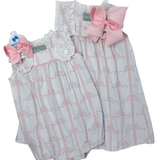 Eyelet Bubble - Pink Bow Girls Bubbles + Rompers Sage & Lilly