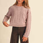 Girls Petal Pointelle Sweater Girls Sweaters + Sweatshirts heart and arrow