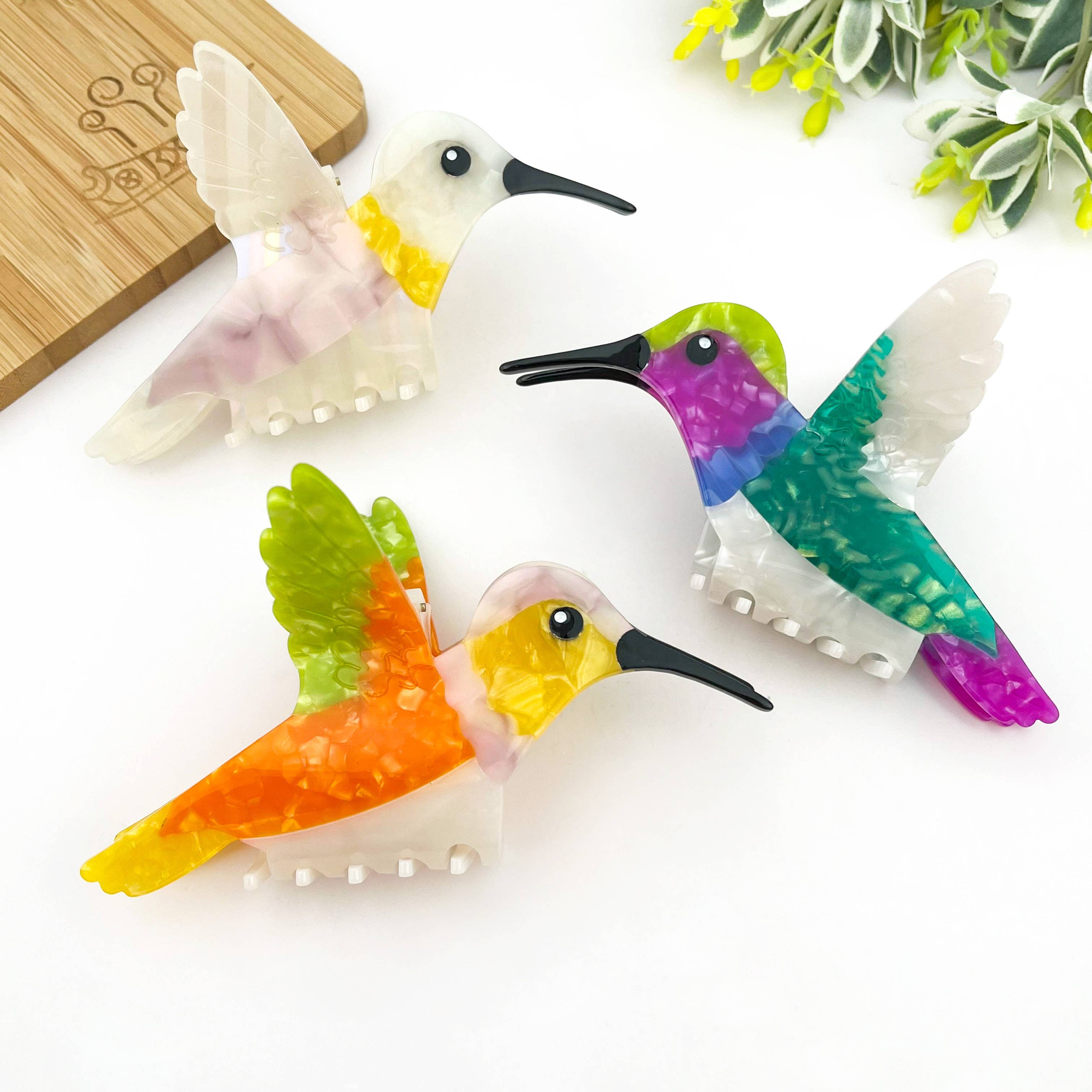Hummingbird Hair Claw Clip, Elegant Acetate Bird Hair Clip: Hummingbird-Green Hair Accessories TheDivaSoap
