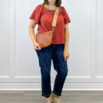 Fall in Line Top - Rust Tops Polagram by Wellmade USA