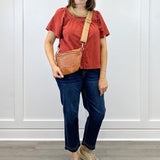 Fall in Line Top - Rust Tops Polagram by Wellmade USA