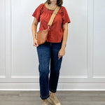Fall in Line Top - Rust Tops Polagram by Wellmade USA