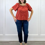 Fall in Line Top - Rust Tops Polagram by Wellmade USA