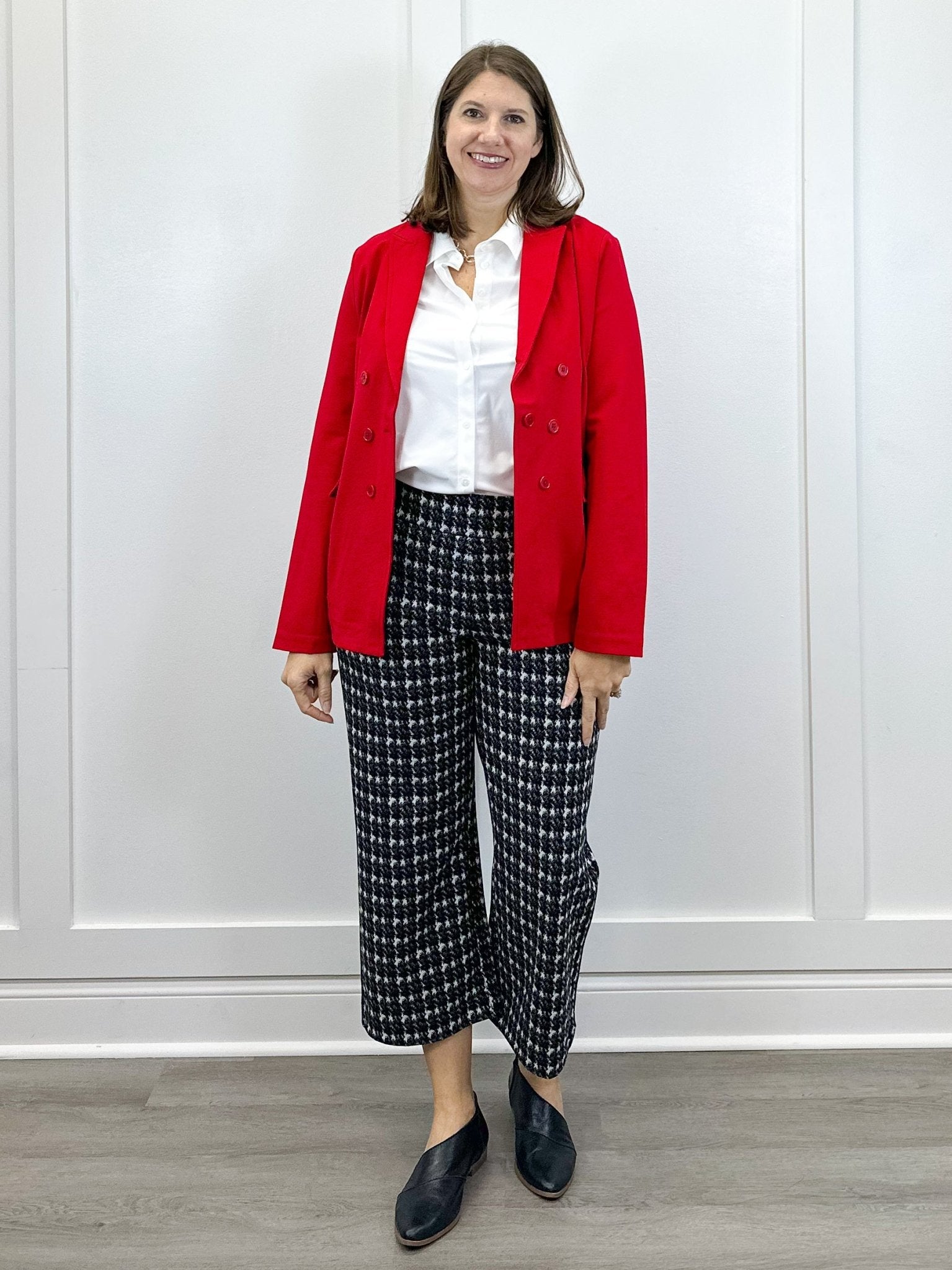 Faux Double Breasted Blazer - Tango Red - Sugar Babies Children's Boutique/Meg's Shoppe