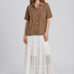 Canyon Comfort Button-Down Top - Brown Tops Blu Pepper