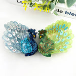 Peacock Acetate Hair Claw Clip - Blue Hair Accessories TheDivaSoap