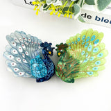 Peacock Acetate Hair Claw Clip - Blue Hair Accessories TheDivaSoap