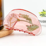 Semi-Circular Floral Hair Clip - Peach Hair Accessories TheDivaSoap