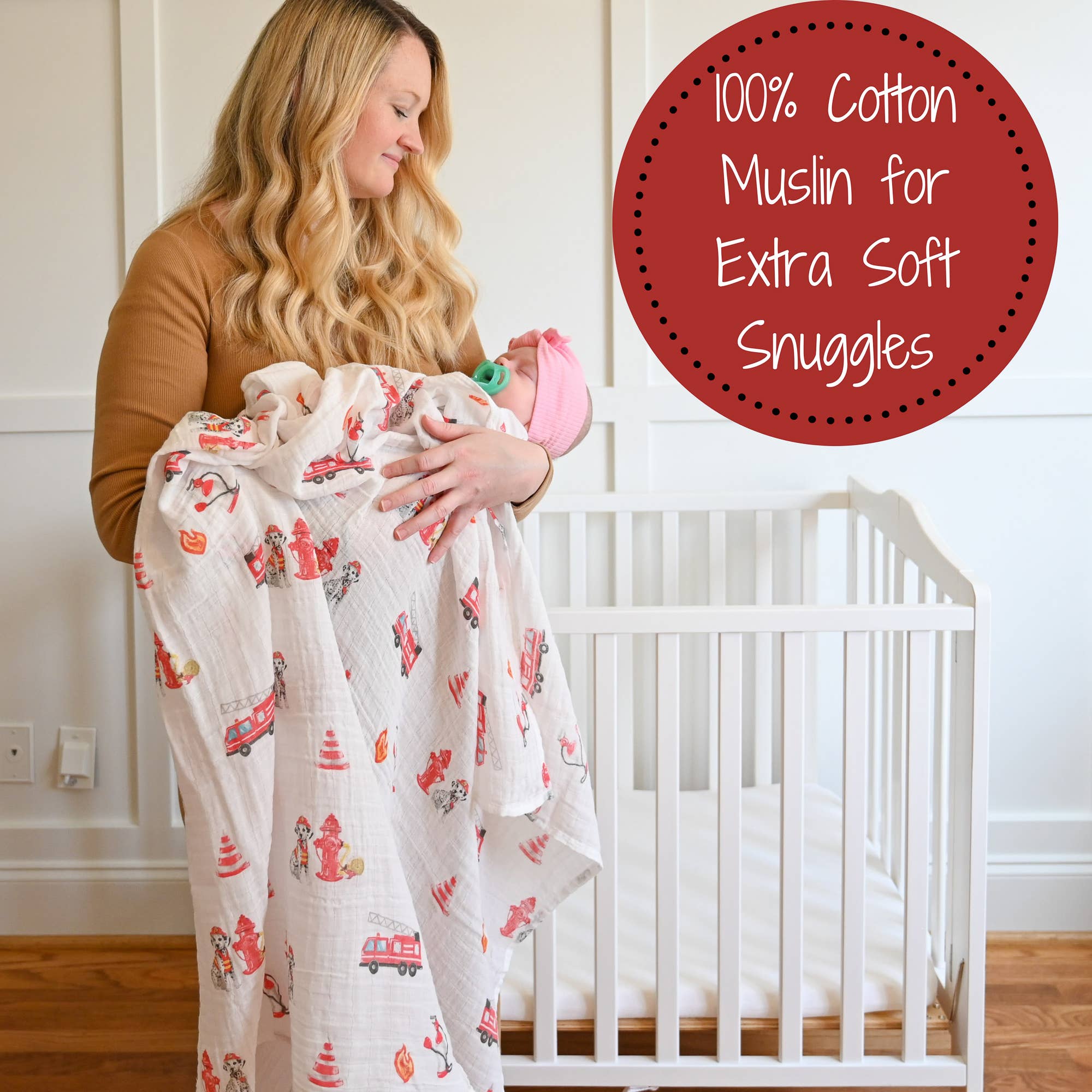 Fireman Baby Muslin Swaddle Blanket Baby Accessories LollyBanks