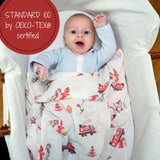 Fireman Baby Muslin Swaddle Blanket Baby Accessories LollyBanks