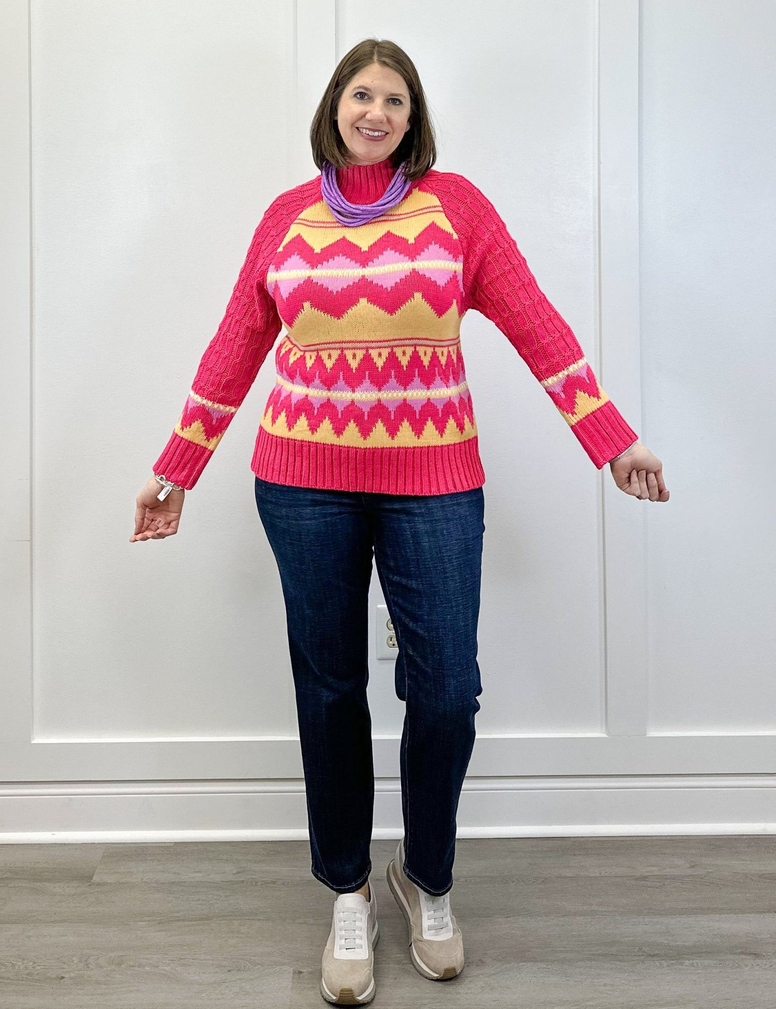 Fireside Fair Isle Sweater - French Pink Sweaters &Merci