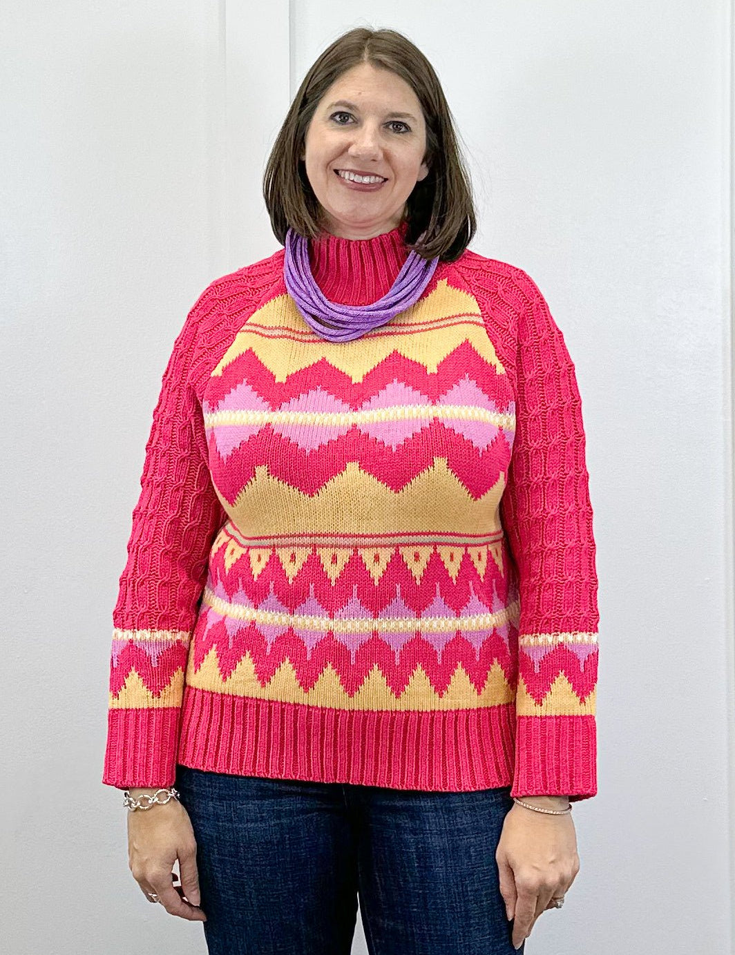 Fireside Fair Isle Sweater - French Pink Sweaters &Merci