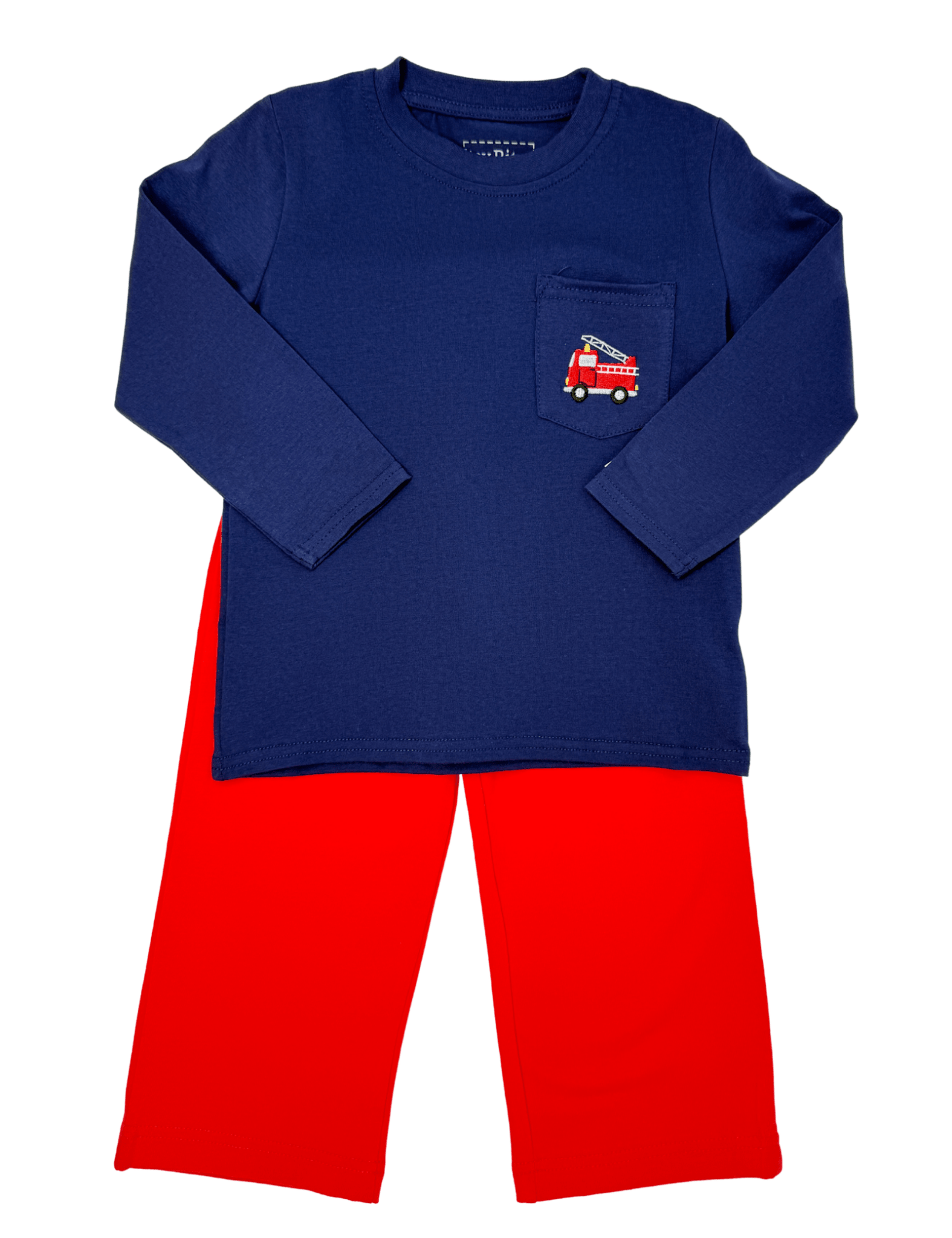 Firetruck L/S Pocket Tee Boys Tees Itsy Bitsy