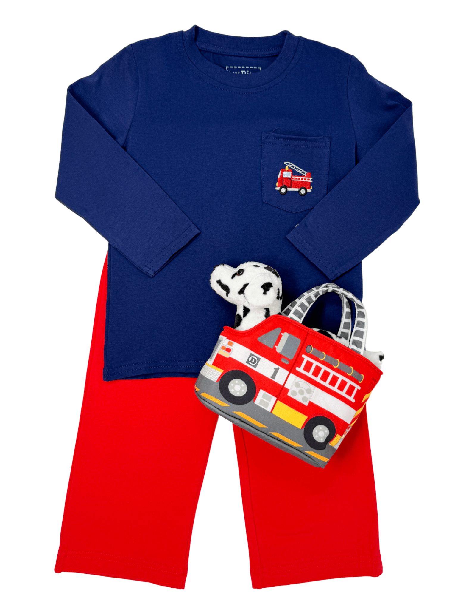 Firetruck L/S Pocket Tee Boys Tees Itsy Bitsy