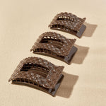 Flat Rectangle Hair Clip - Large - Truly Taupe Quilted Hair Accessories Teleties