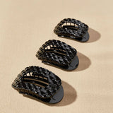 Flat Round Hair Clip - Large - Jet Black Quilted Hair Accessories Teleties