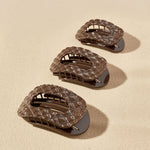 Flat Round Hair Clip - Medium - Truly Taupe Quilted Hair Accessories Teleties