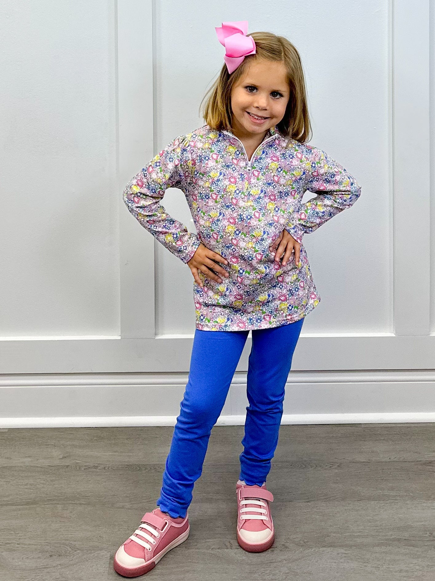 Floral 1/4 Zip Pullover Set Girls Sets Trotter Street Kids