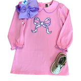 Floral Bow Applique Dress Girls Play Dresses Banana Split