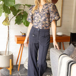 Sparkling Floral Top - Jaquared Navy Tops VOY
