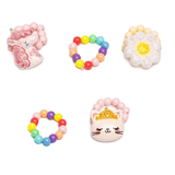 Flower, Kitty, Unicorn Elastic Ring Set Kids Jewelry Great Pretenders