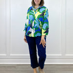 Flowy Dolman Sleeve Blouse w/ Self Covering Buttons - Field Green Tops Tribal