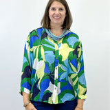 Flowy Dolman Sleeve Blouse w/ Self Covering Buttons - Field Green Tops Tribal