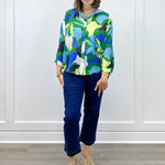 Flowy Dolman Sleeve Blouse w/ Self Covering Buttons - Field Green Tops Tribal