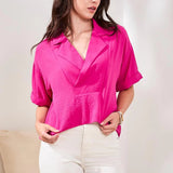 Flowy Popover S/S Shirt - Bright Gardenia Tops Tribal