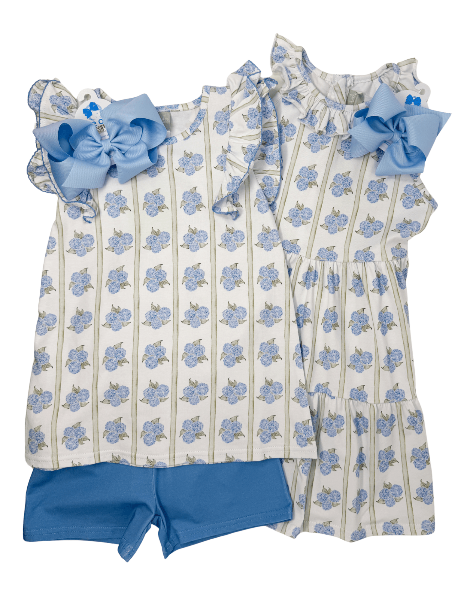 Flutter Sleeve Set - Hydrangea Girls Sets Sage & Lilly