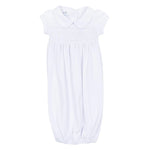 Forever Blessed Smocked Collared Gown - White Baby Sleepwear Magnolia Baby