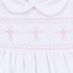 Forever Blessed Smocked Collared Gown - White/Pink - Sugar Babies Children's Boutique/Meg's Shoppe
