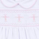 Forever Blessed Smocked Collared Gown - White/Pink - Sugar Babies Children's Boutique/Meg's Shoppe
