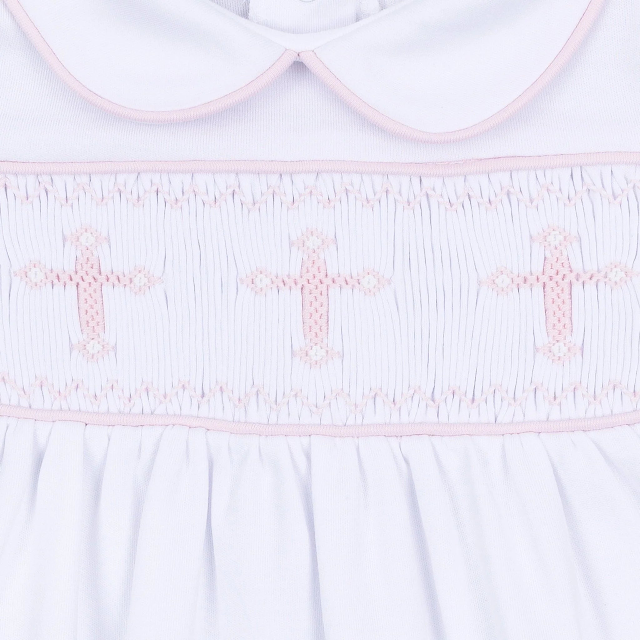 Forever Blessed Smocked Collared Gown - White/Pink - Sugar Babies Children's Boutique/Meg's Shoppe