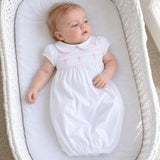 Forever Blessed Smocked Collared Gown - White/Pink - Sugar Babies Children's Boutique/Meg's Shoppe