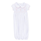 Forever Blessed Smocked Collared Gown - White/Pink - Sugar Babies Children's Boutique/Meg's Shoppe