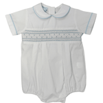 Francesco Poplin Boy's Bubble - White Boys Bubbles + Rompers Petit Bebe