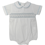 Francesco Poplin Boy's Bubble - White Boys Bubbles + Rompers Petit Bebe