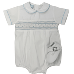 Francesco Poplin Boy's Bubble - White Boys Bubbles + Rompers Petit Bebe
