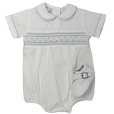Francesco Poplin Boy's Bubble - White Boys Bubbles + Rompers Petit Bebe