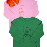 Frankenstein Halloween L/S Shirt - Green Boys Tees Mustard & Ketchup