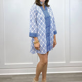 French Quarters Dress - Royal Trellis Short Dresses Victoria Dunn Design